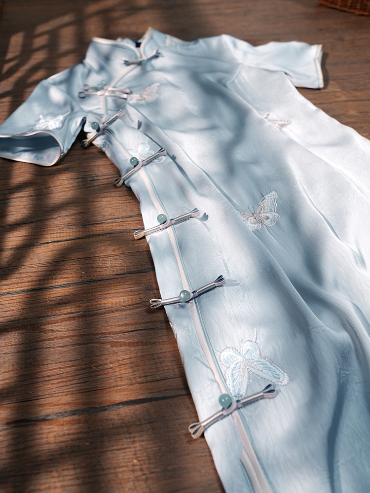 Vintage Collectibles & More Llc Photos - Blue Embroidered Young Style Thin Dress
