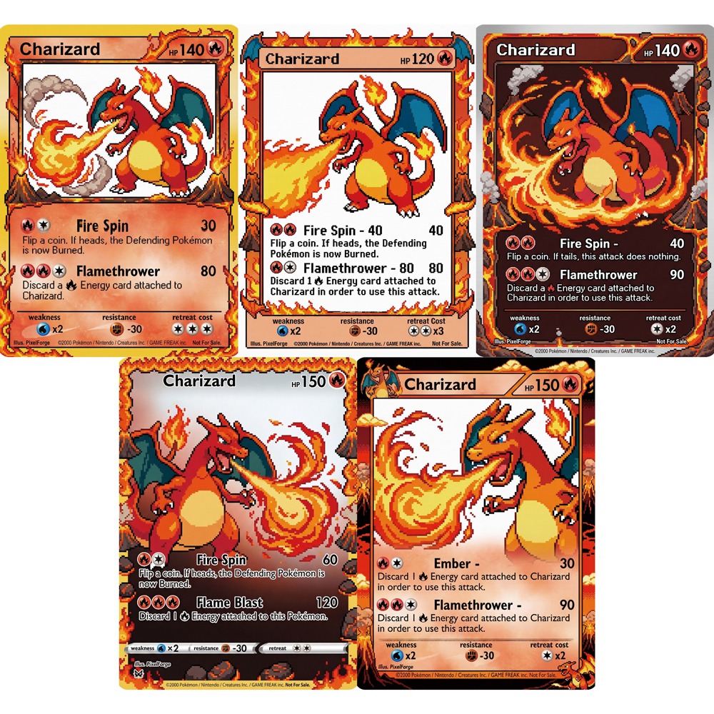 5Pcs Pokemon Cards Charizard G - Vintage Pokemon Collectible ulasan dan harga