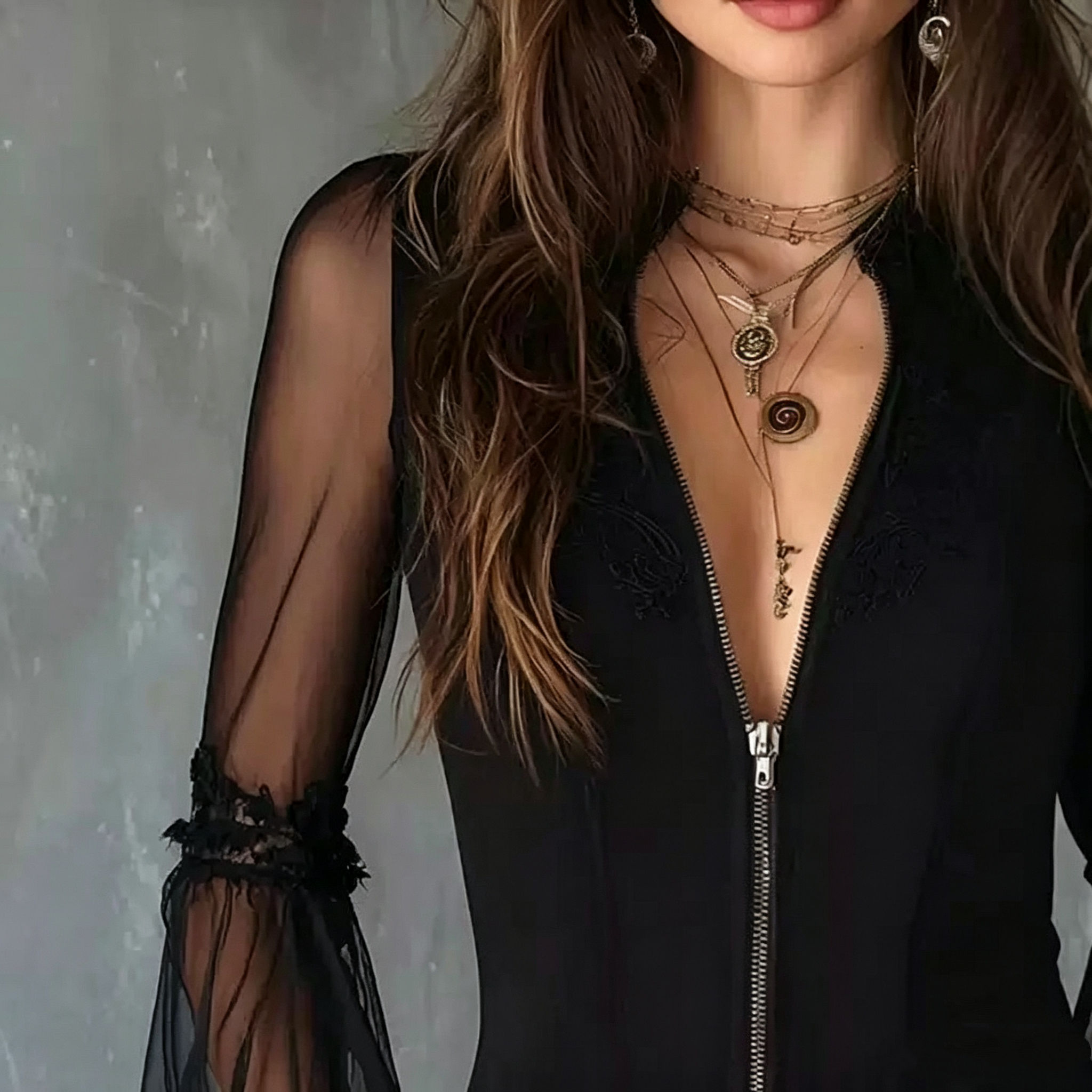 Ladies Black round Neck Long S - Vintage Necklace ulasan dan harga