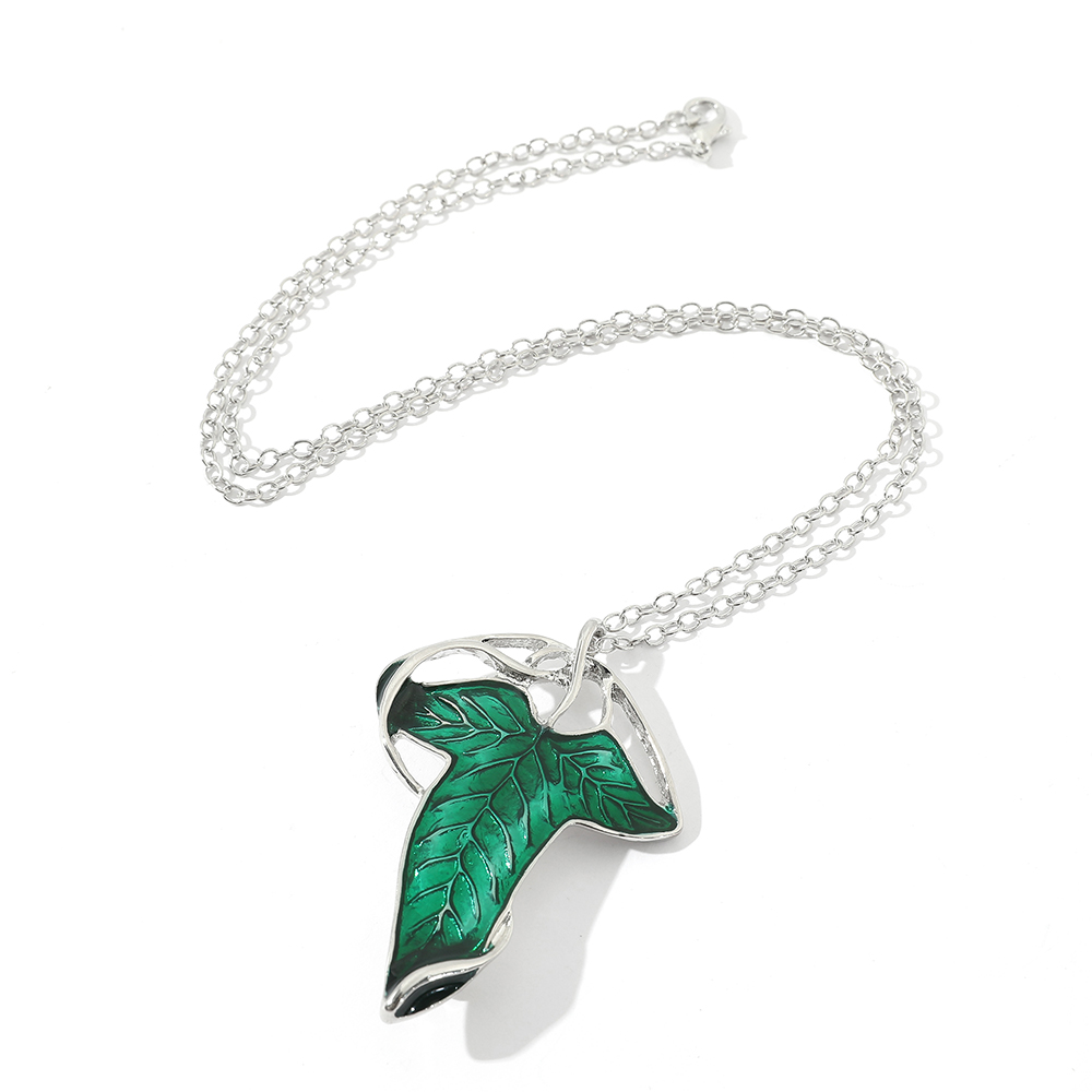 Vintage Green Leaf Pendant Nec - Vintage Necklace ulasan dan harga