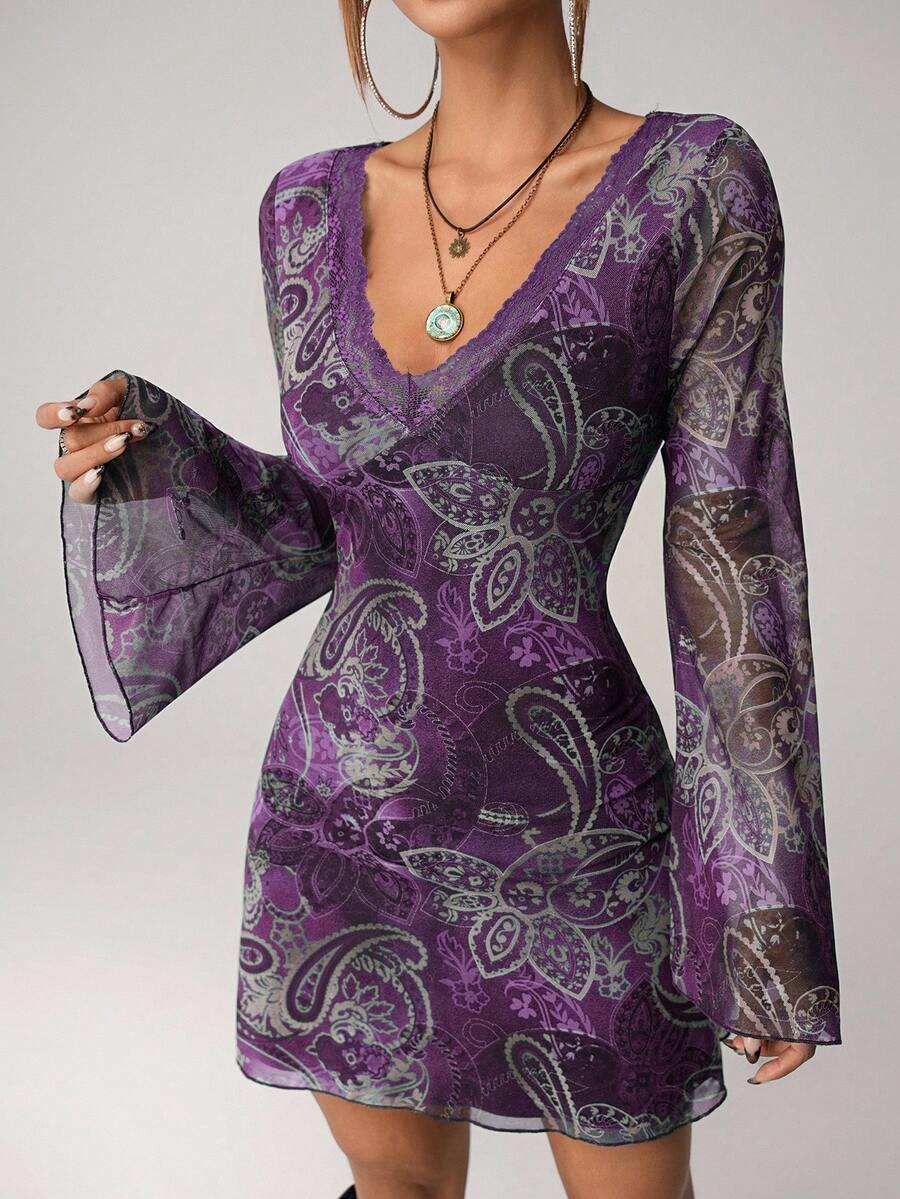 Boho Vintage Paisley Print Pur - Vintage Necklace ulasan dan harga