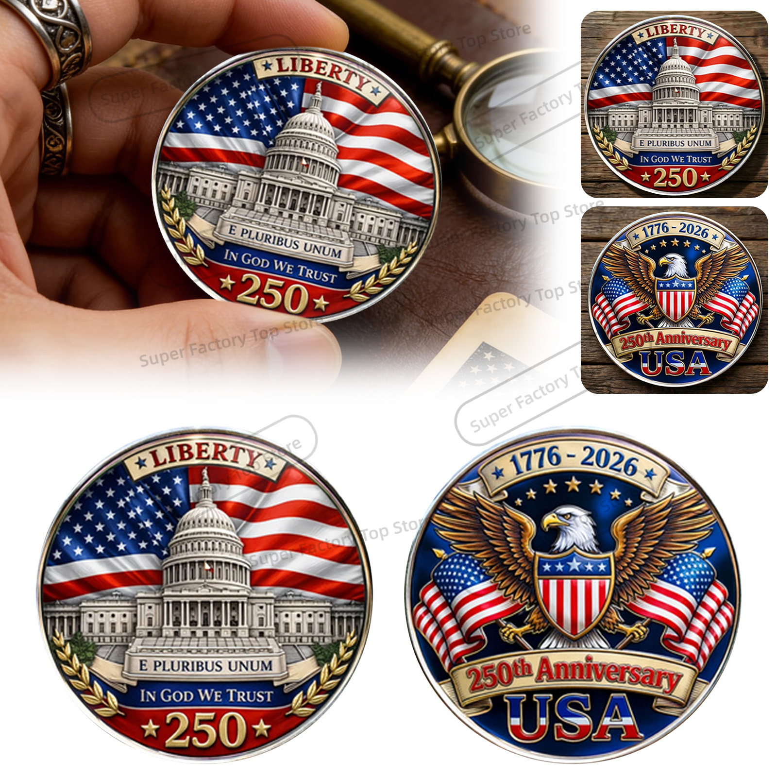 1776-2026 Vintage Brooch 250th - Vintage Collectible Coins ulasan dan harga