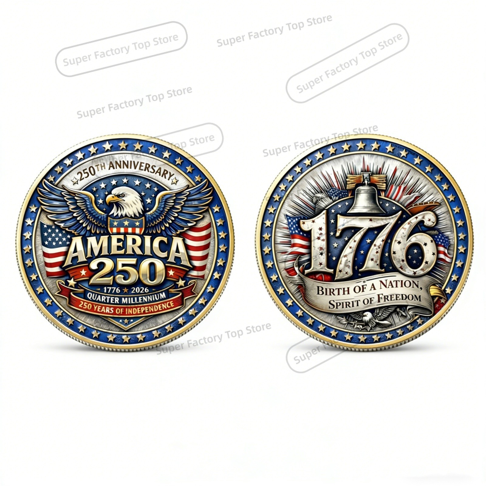 1776-2026 Vintage Brooch 250th - Vintage Collectible Coins ulasan dan harga
